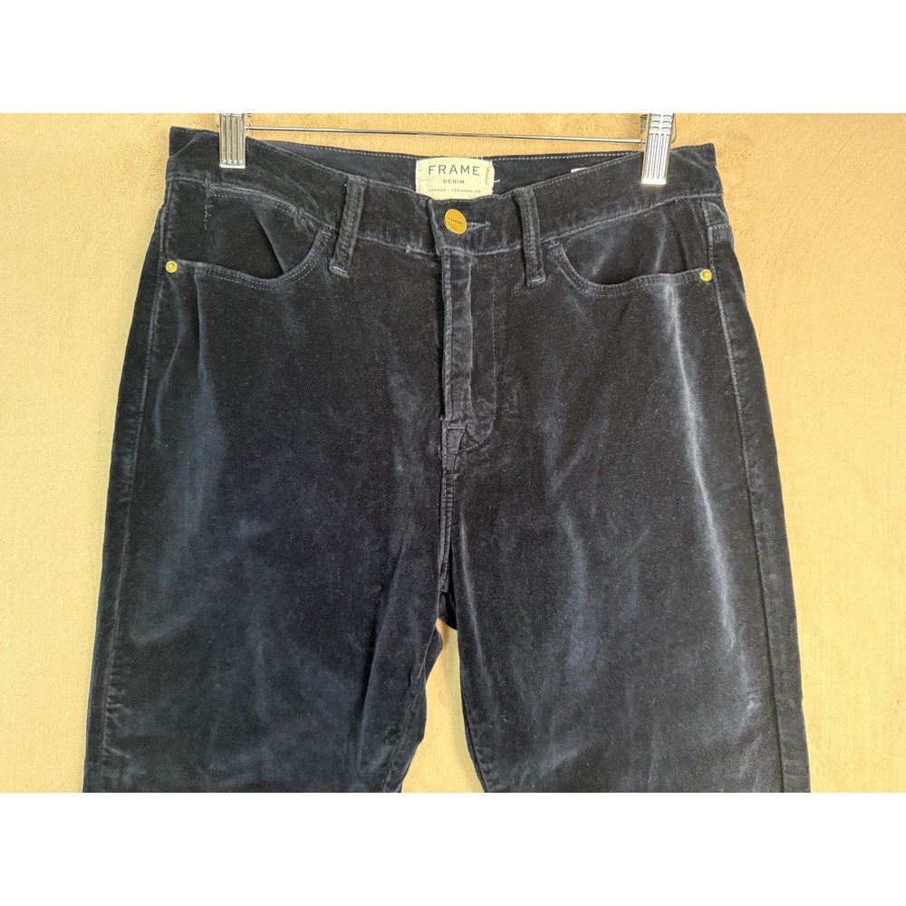 Frame Le High Skinny Pants Womens 28 Navy Blue Velvet Corduroy High Rise Jeans - Picture 4 of 9